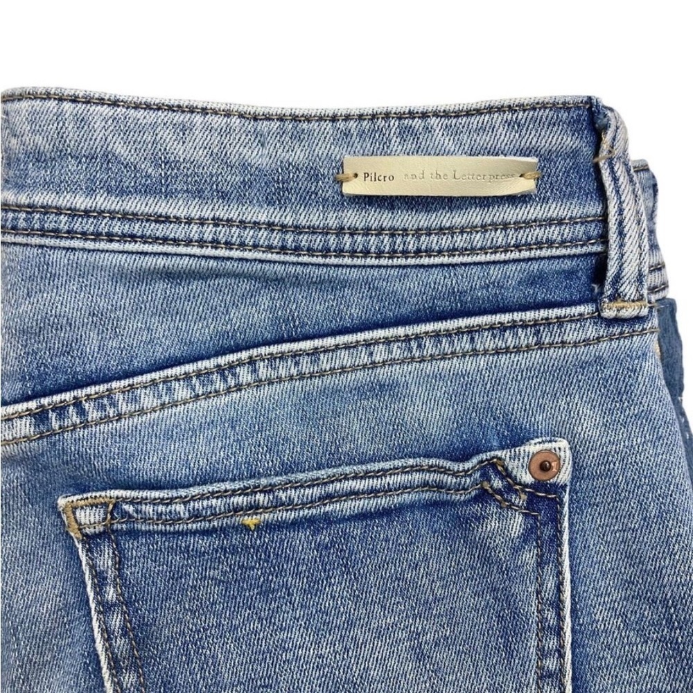 Pilcro Anthropologie Women's Sz 26 Blue Side Stripe Slim Boyfriend Crop Jeans - Picture 4 of 7